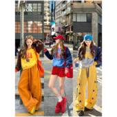 复古V领撞色字母长袖 林诗琦NICKIDAILY 三色美式 薄暖 卫衣 春衫