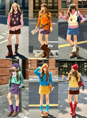 林诗琦NICKIDAILY【梧叶题诗！秋冬复古四色灯芯绒高腰A字半身裙