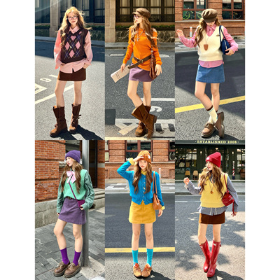 林诗琦NICKIDAILY四色灯芯绒短裙