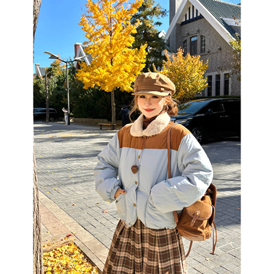 林诗琦NICKIDAILY拼接毛领羽绒服