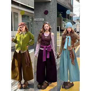 林诗琦NICKIDAILY【浅握暖阳！五色立体压褶百搭休闲灯芯绒气球裤