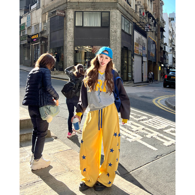 林诗琦NICKIDAILY星星印花款卫裤