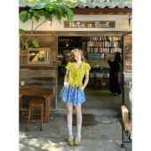 林诗琦NICKIDAILY 甜美减龄碎花图案高腰A字半身短裙 皱菊真理