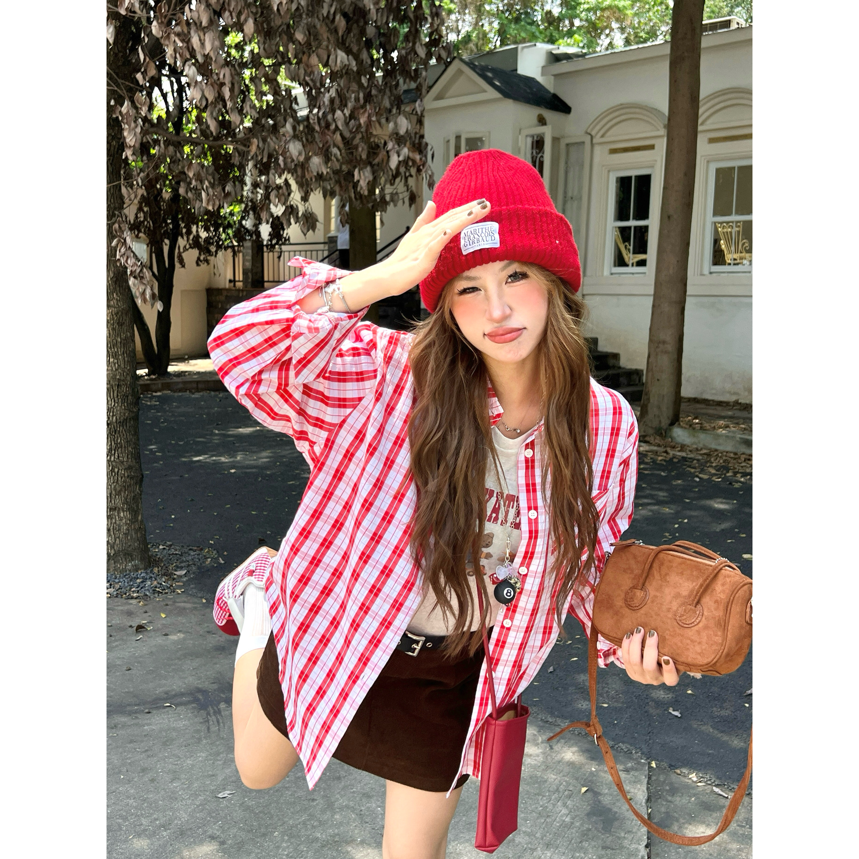 林诗琦NICKIDAILY三色格纹款衬衫