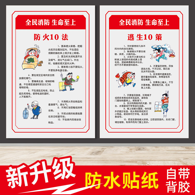 消防安全挂图工厂车间仓库防火常识知识宣传画灭火器消防栓使用方法海报逃生自救火灾报警标识牌墙贴指示牌