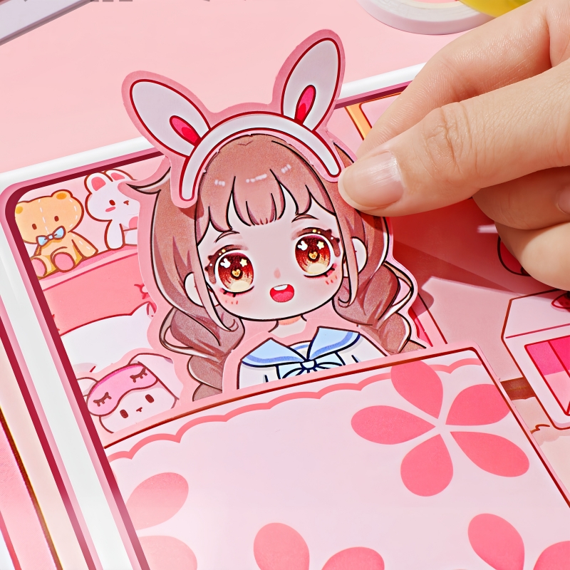 小女生玩的安静书新款女孩免裁剪满小满换装贴纸机关立体书公主女童玩具3到6岁益智手帐账儿童手工diy豆豆本