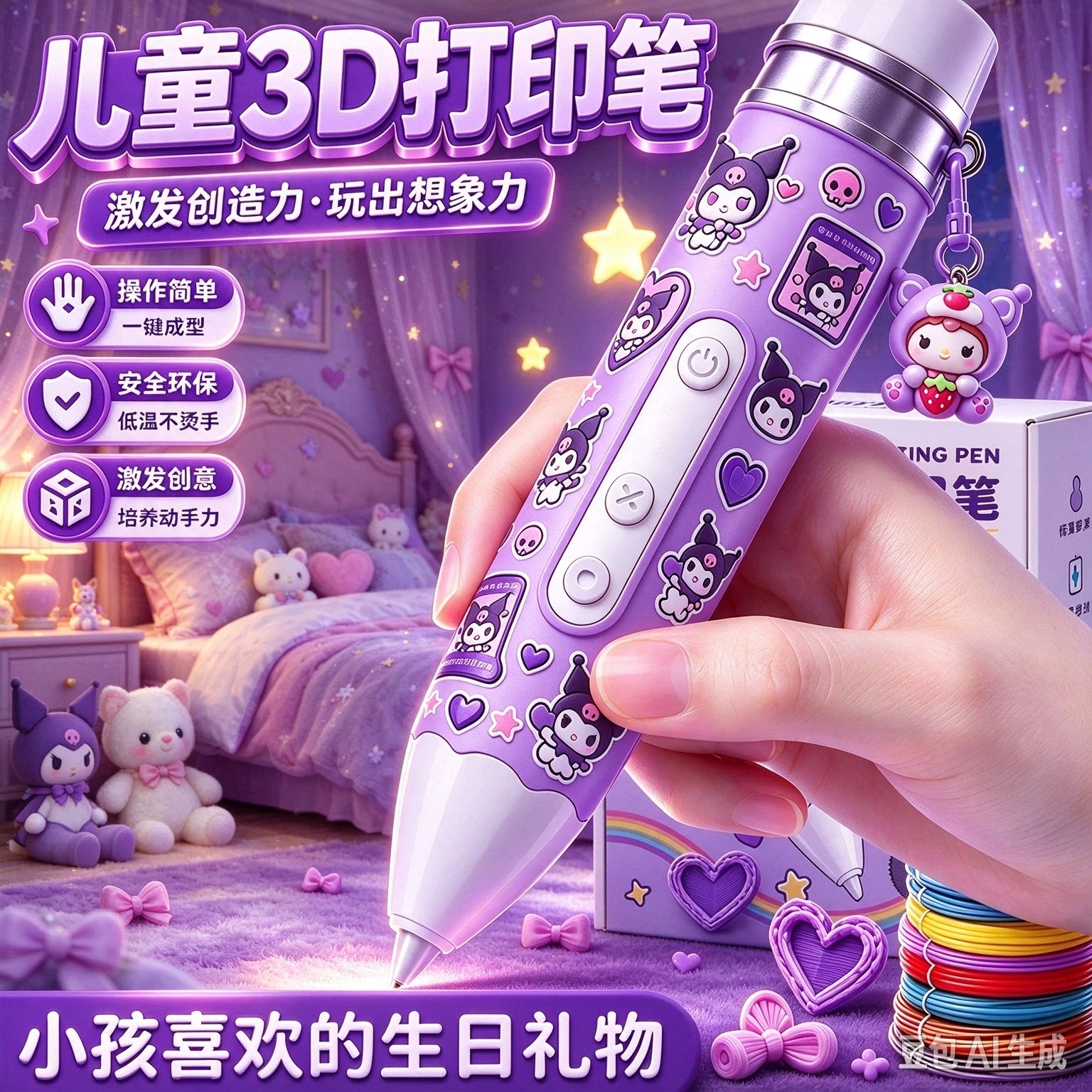 3D打印笔DIY女孩小学生绘画