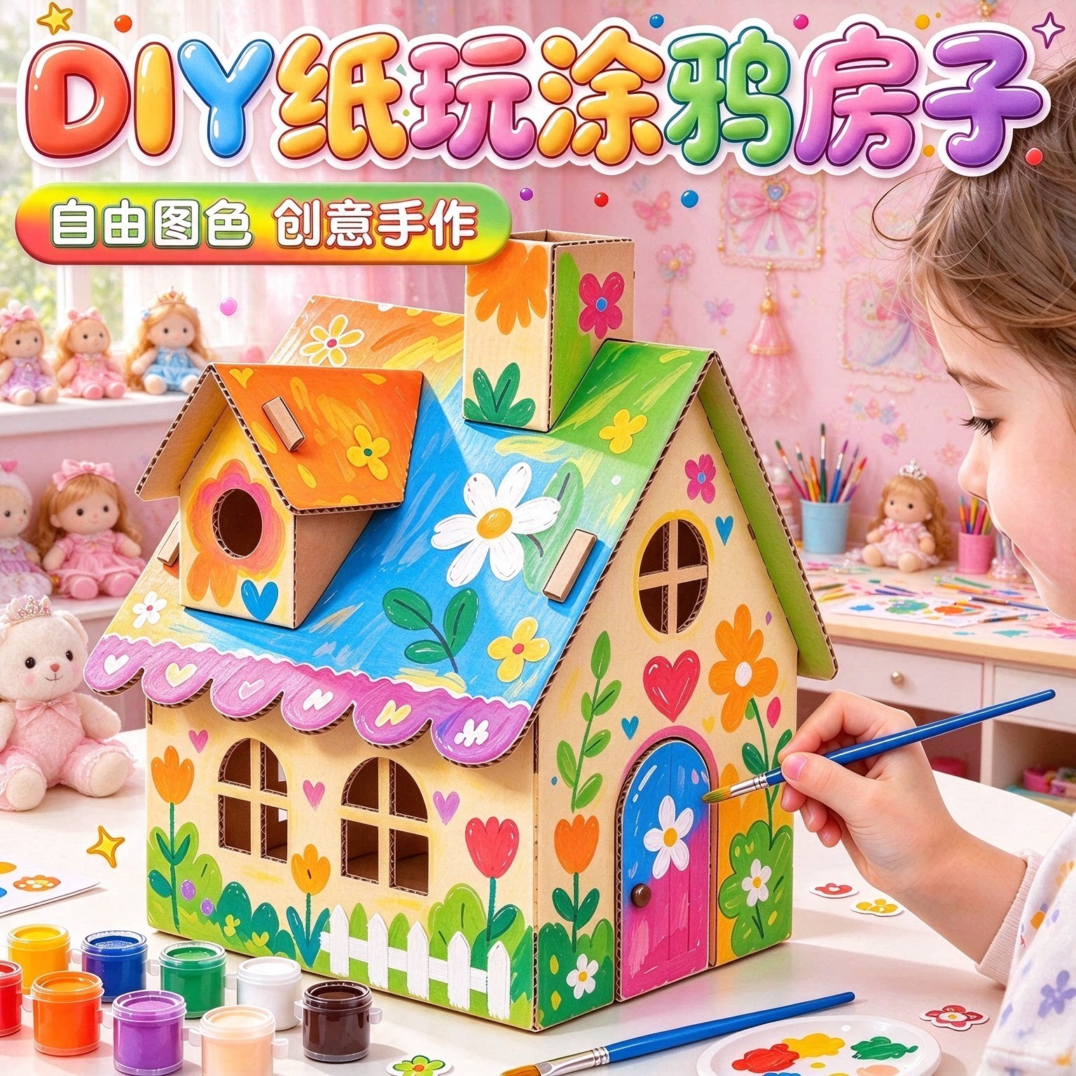 豪华别墅迷你DIY拼装纸板模型