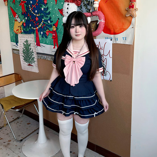 妙也可原创JK水手服绀色大码制服