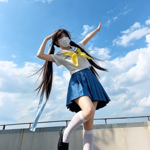 妙也可原创正版蓝三本基础款日系JK制服裙学院风校供学生短袖套装