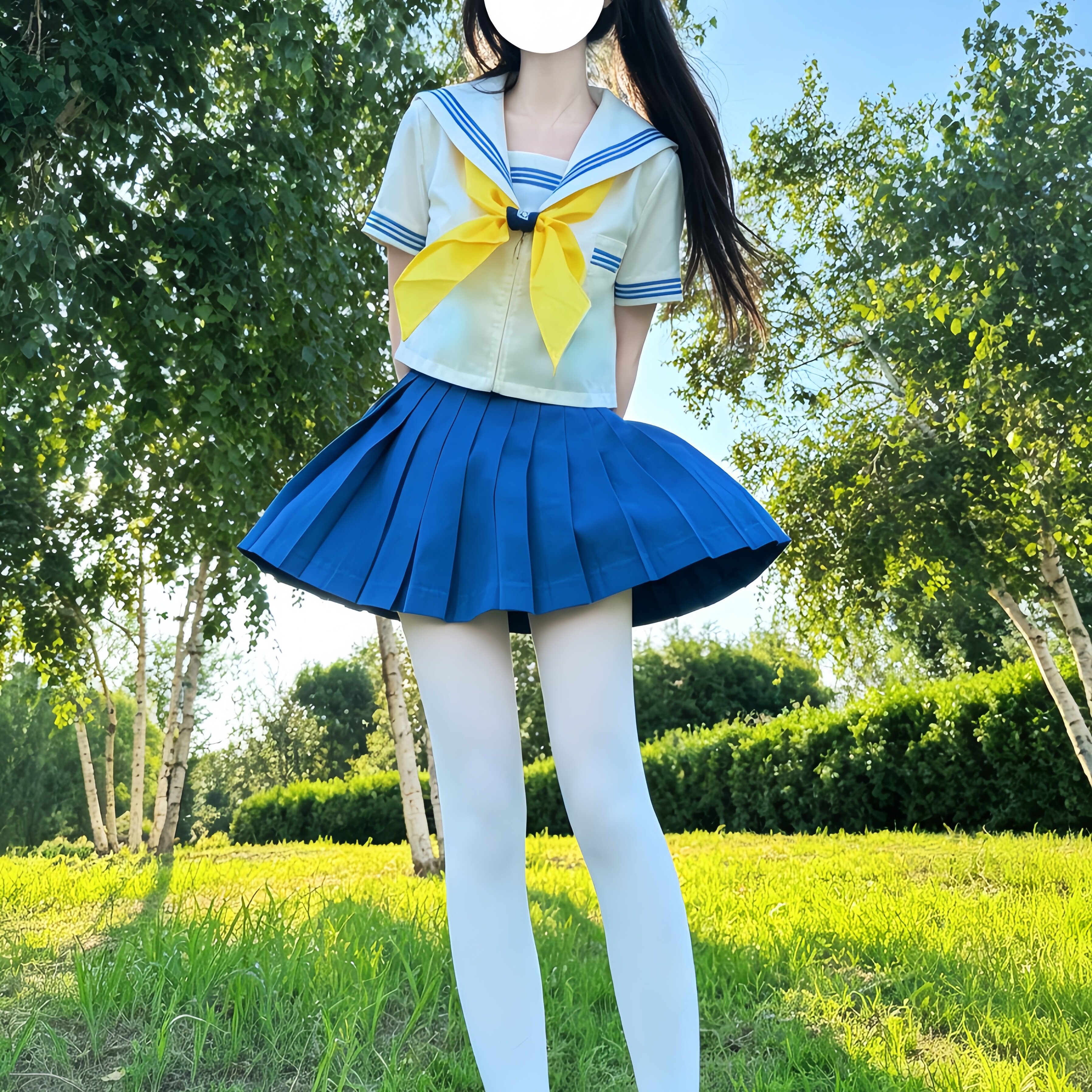 妙也可原创正版蓝三本基础款日系JK制服裙学院风校供学生短袖套装
