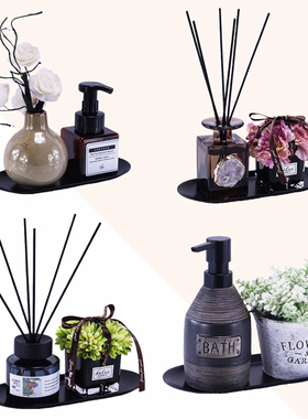 民宿装饰摆件托盘花艺浴室柜软装