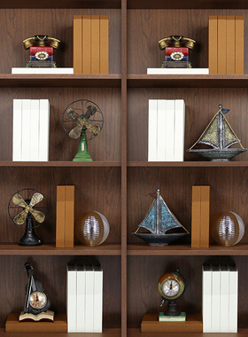 样板房书房摆件书架复古仿旧摆设