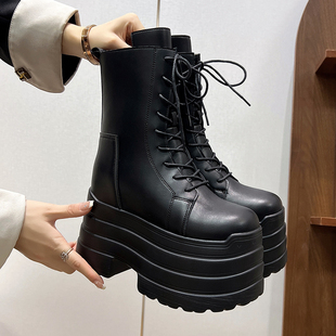 cos增高鞋15cm厚底小个子大码春秋冬漫展松糕厚底鞋增高马丁靴女