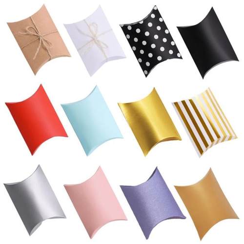 100Pcs Pillow Candy Box Kraft Paper Christmas Gift
