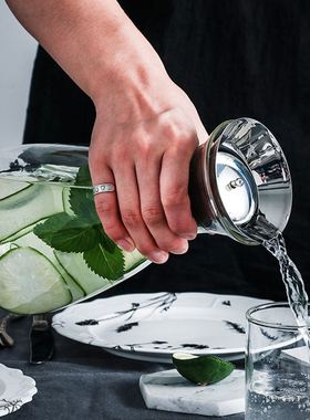 Large Capacity Kettle Drip-Free Glass Pitcher with Lid High