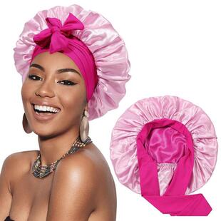 silk hair bonnet Satin Bonnets Cap Night Sleep Hat Hair Bon