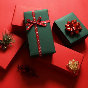 Green Red Christmas Gift Wrapping Paper 圣诞节礼物纯色包装纸