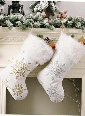 Christmas flannelette pearl snowflake Christmas stockings