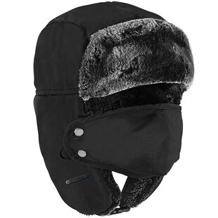 Pilot Hat Ushanka Men's Winter Trapper Hat with Windproof Ma