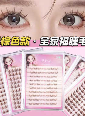 彩棕色太阳花假睫毛自然彩棕九尾兔分段式全家福漫画假睫毛批发