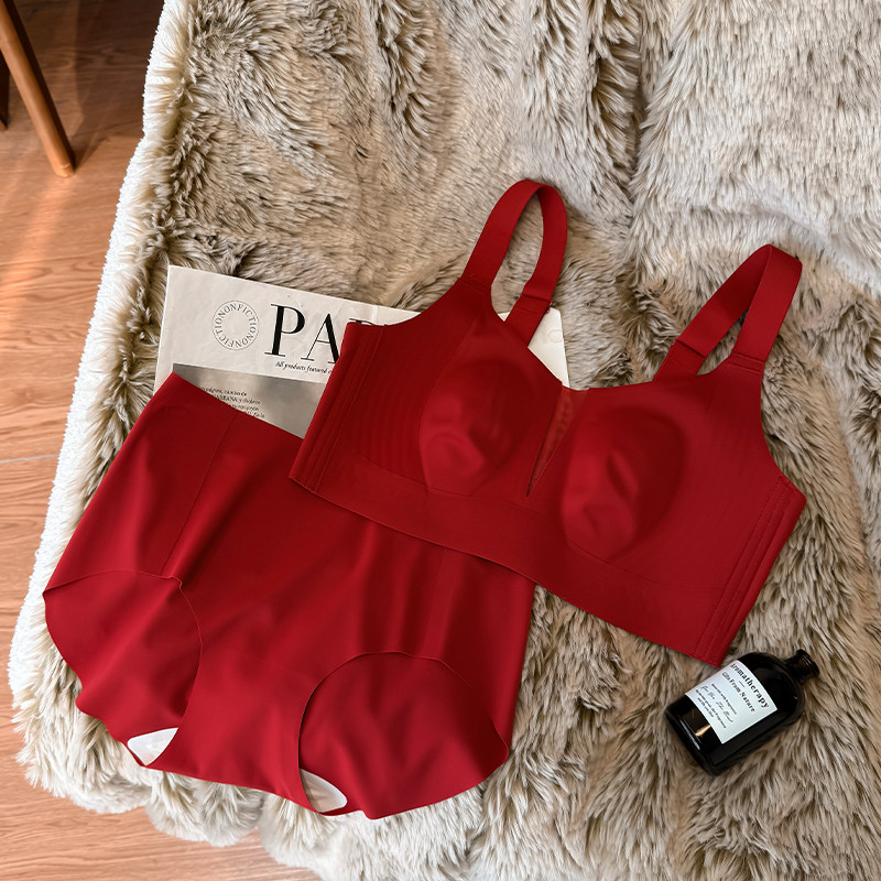 本命年红色超薄内衣女大胸显小兔耳杯收副乳上托防下垂无痕文胸罩,女士内衣/男士内衣/家居服,文胸,淘宝优惠券,粉丝福利购,淘宝优惠卷