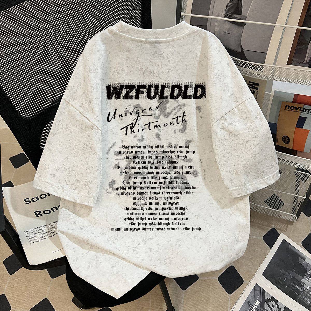 2026夏季新款男女童扎染短袖t恤英文印花中大童洋气字母潮流上衣