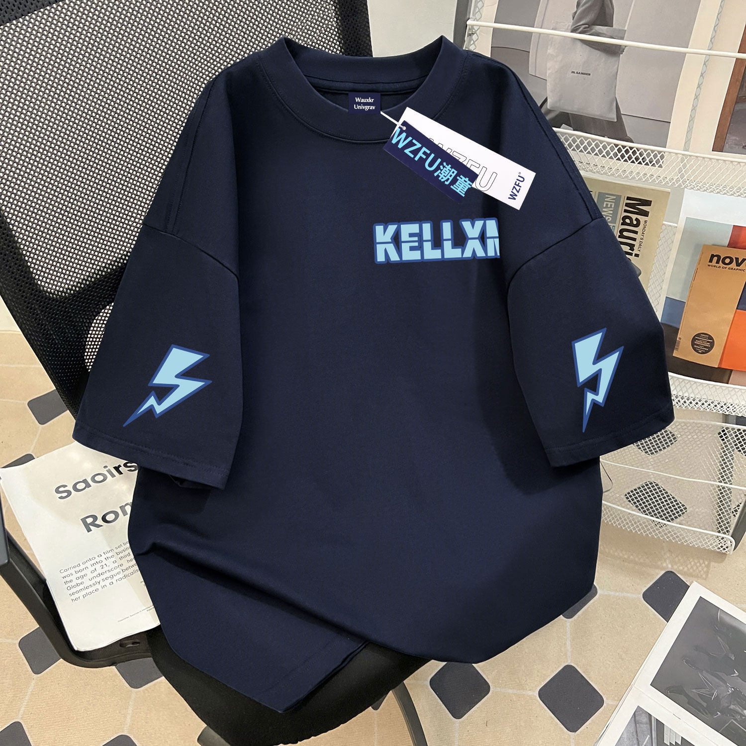 2026夏季新款男女童纯棉短袖T恤小众设计感字母ins中大童宽松上衣