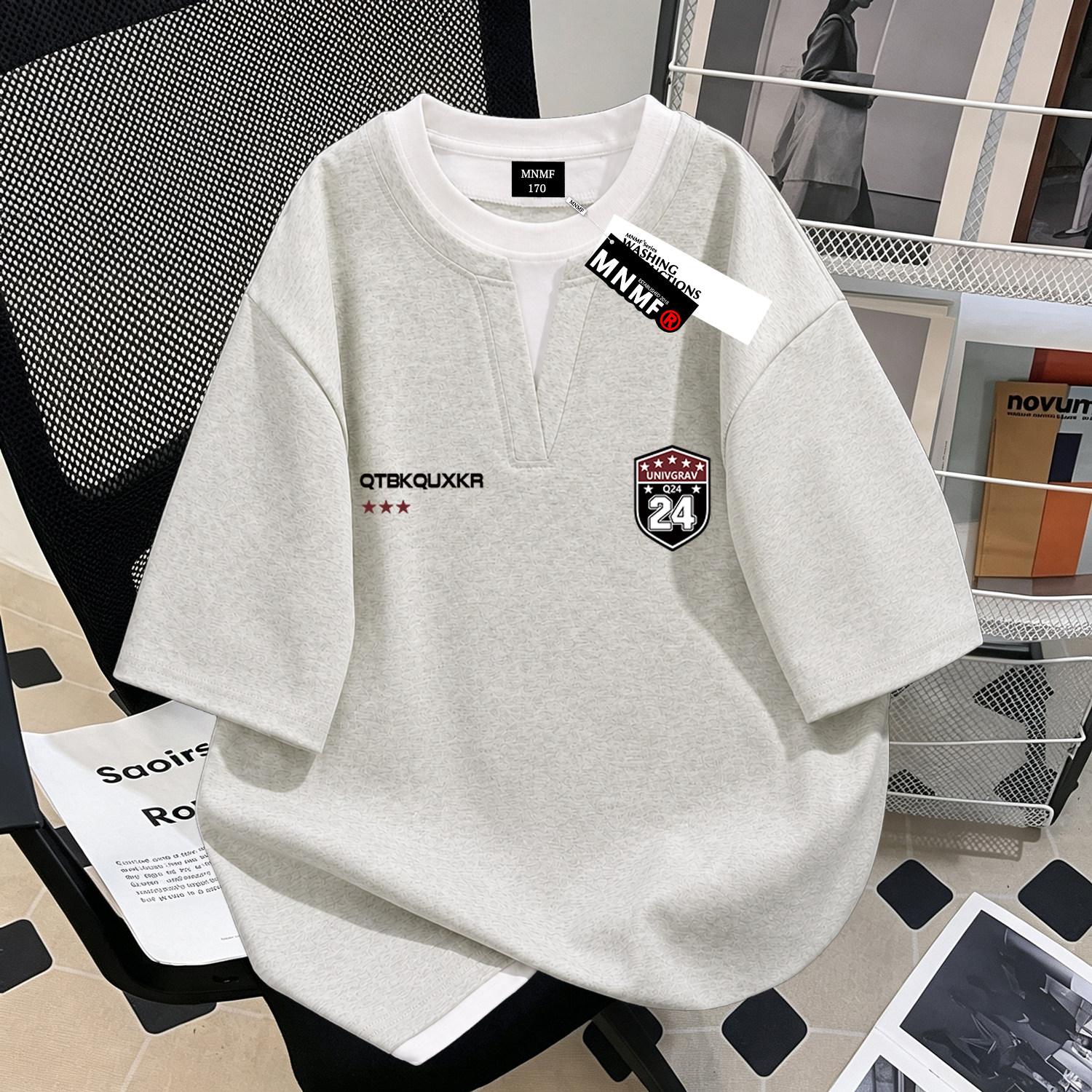 男女童夏季纯棉假两件字母T恤