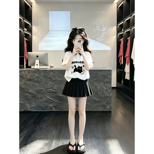 夏季100%纯棉2026新款女童Polo衫短袖t恤短裙卡通套装演出服韩版
