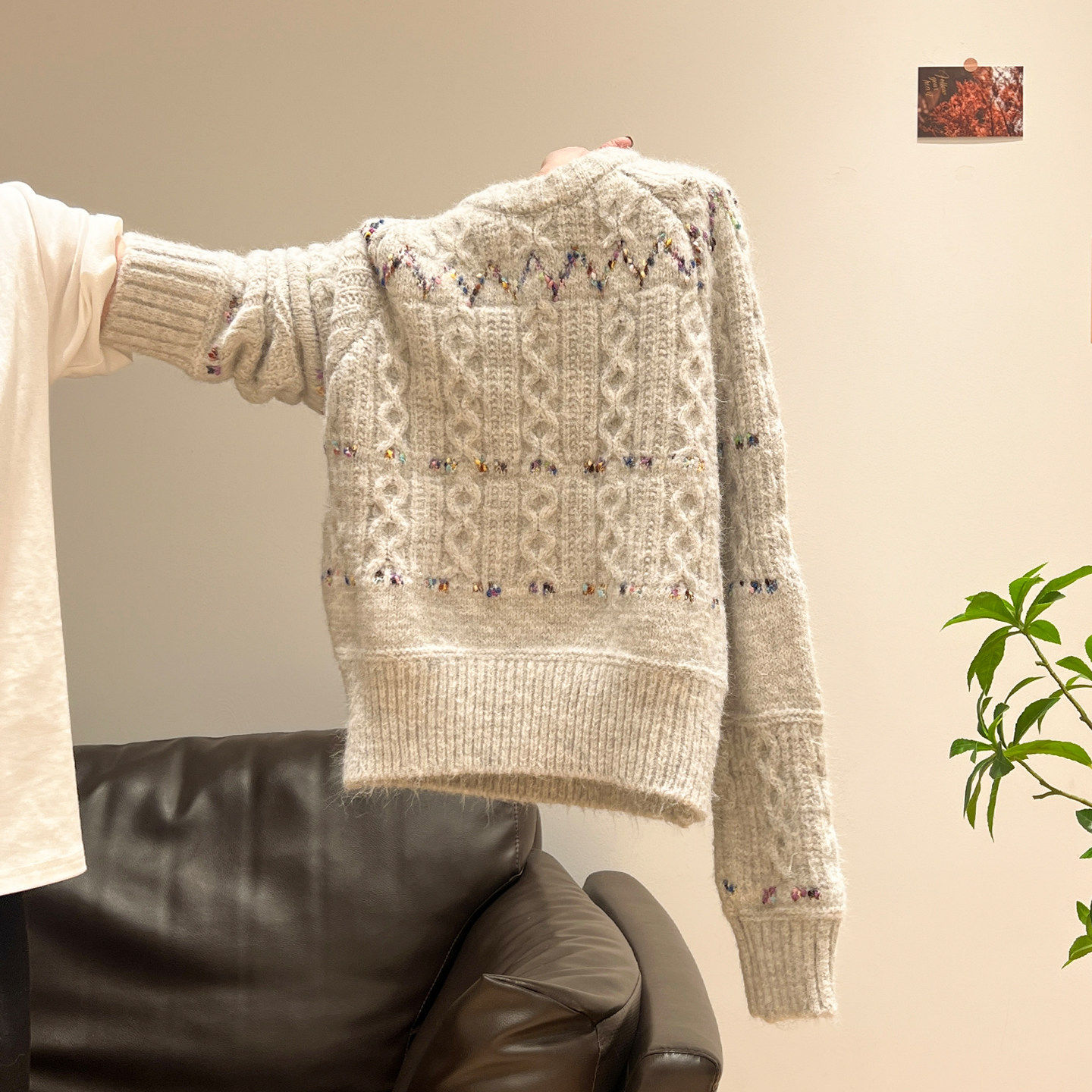 设计感浅灰色麻花加厚针织毛衣外套长袖秋冬新款打底衫内搭上衣女,个性定制/设计服务/DIY,棉服工装,淘宝优惠券,粉丝福利购,淘宝优惠卷