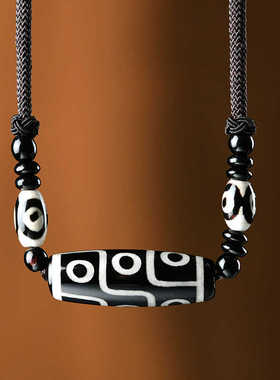 民族风藏式九眼天珠玛瑙项链男生百搭毛衣链新中式女复古个性配饰