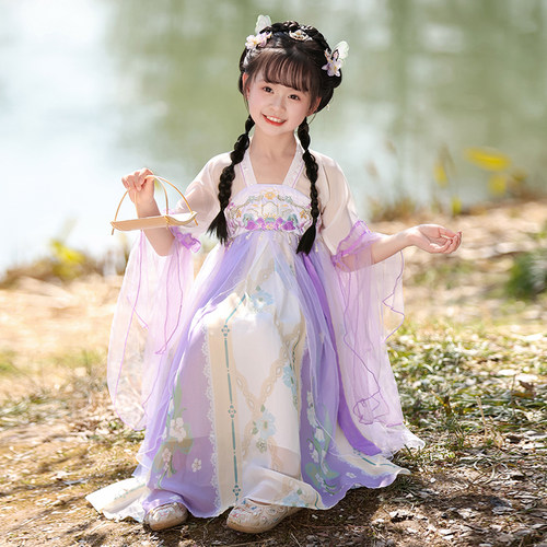 中秋2025新款汉服女童超仙连衣裙
