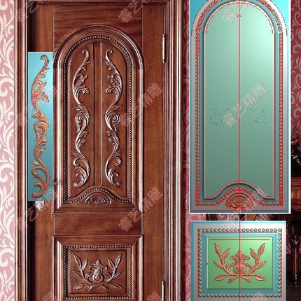 门花贴花门上浮雕图木雕中欧式草花门欧式洋花木门套图精雕图53