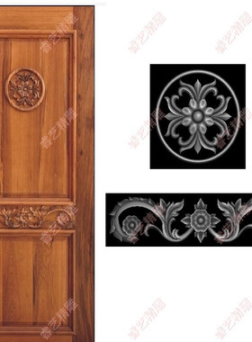 门花贴花门上浮雕图木雕中欧式草花门欧式洋花木门套图精雕图154