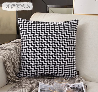 千鸟格抱枕棉麻格子抱枕套设计师款式沙发客厅靠垫靠枕方枕头靠背