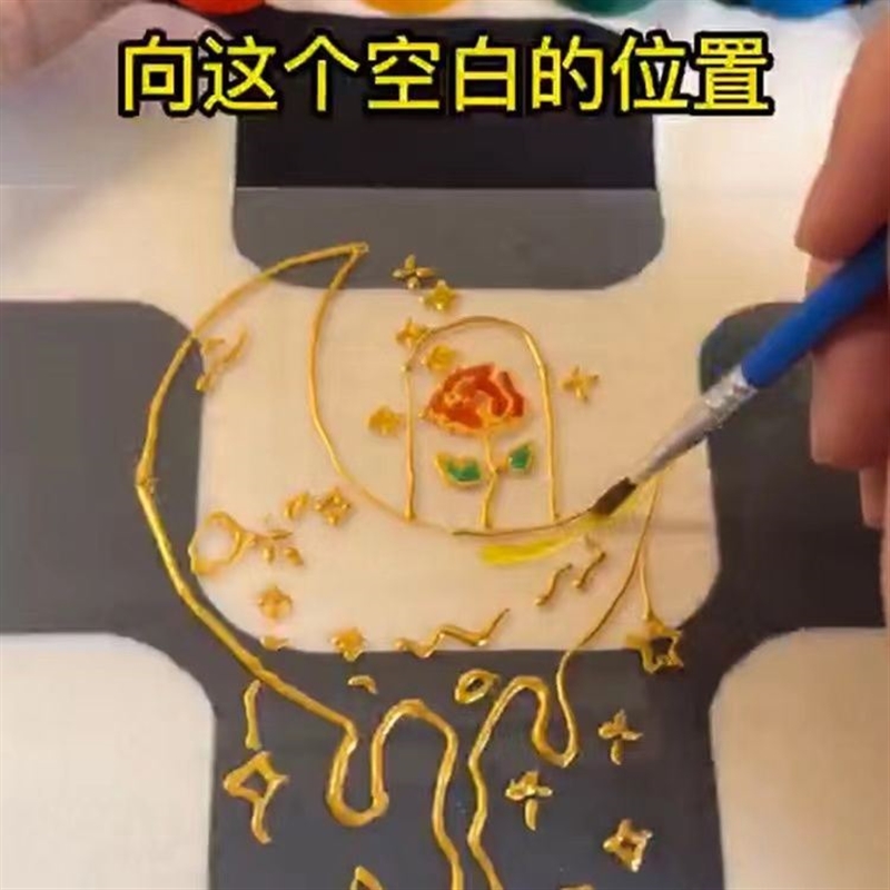 玻璃画diy材料生日快乐材料填色颜料相框填充装饰画画手绘礼物图片