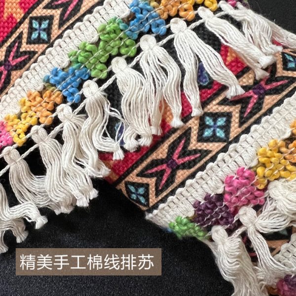藏式民宿酒店装饰挂画布艺客厅背景墙挂布藏族民族风挂毯流苏定制图片