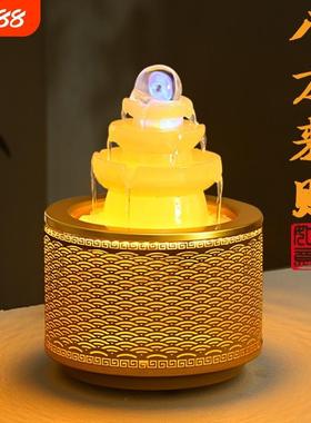 桌面倒流水摆件八方来财球长循环水小喷泉时来运转流水生财风水轮