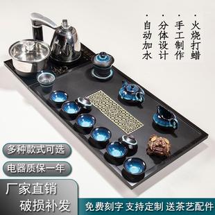 整块天然功夫大茶台茶海 乌金石茶盘家用全自动上水烧水壶茶具套装
