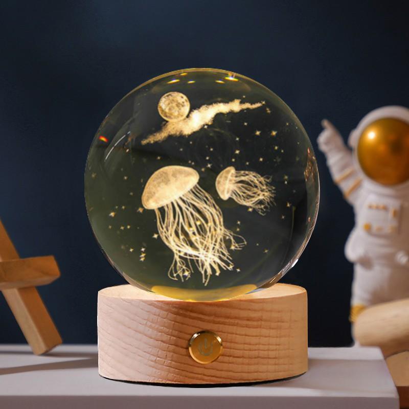 海洋充电水晶球小夜灯生日礼物送女生男友高级有意义装饰桌面摆件