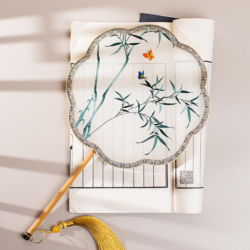 苏州扇子古风女苏绣中式双面送老师中国风汉服配件流苏团扇礼品