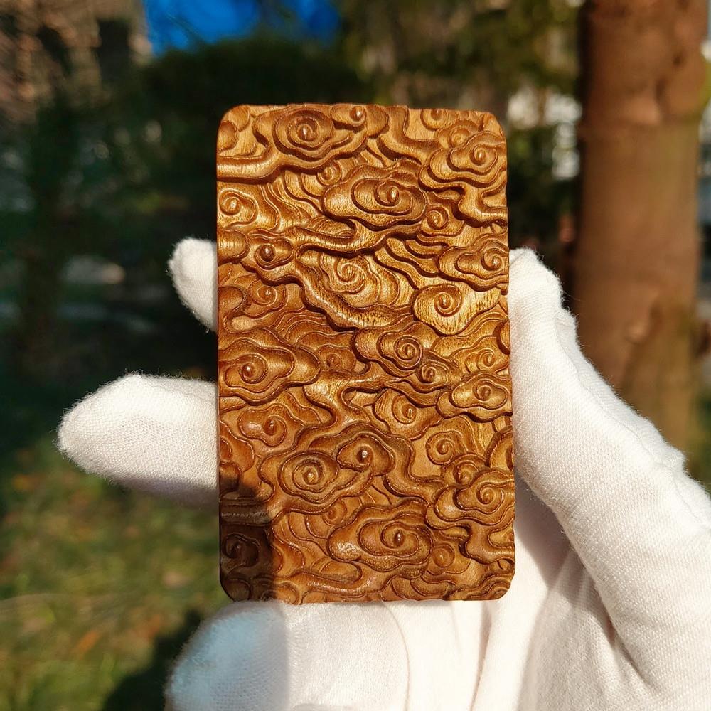 印象之楠金丝楠无事牌桢楠手把件平安牌男士随身车挂件水波纹吊坠