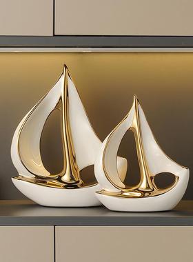 高级感一帆风顺帆船摆件家居饰品轻奢高档客厅玄关酒柜电视柜装饰