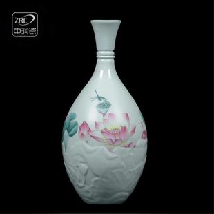 景德镇陶瓷酒坛子375毫升空酒瓶家用仿古白酒酒壶雕刻莲花酒瓶