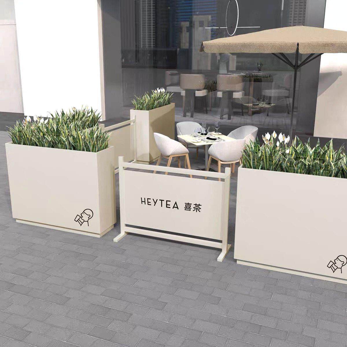 户外铁艺花箱隔断护栏组合咖啡厅奶茶店花槽外摆围栏种植花架定制