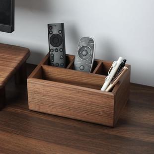 实木质桌面遥控器收纳盒客厅茶几分格笔筒杂物整理盒长方形小盒子