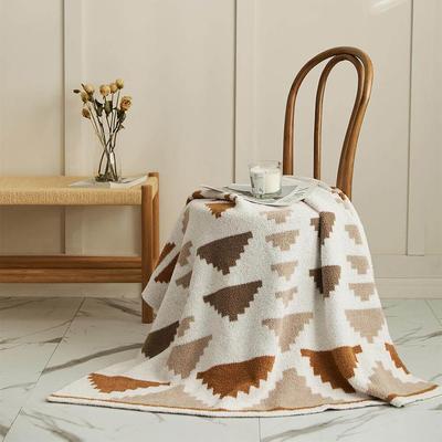 三角形图案半边绒毯子北欧风午睡毯子加厚空调盖毯休闲毯加厚毛毯