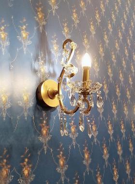 SY轻奢全铜花枝水晶壁灯欧法式客厅背景墙餐厅书房间卧室床头灯