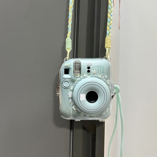 拍立得mini12保护壳斜跨挂绳贴纸套装适用富士11迷你12相机保护套